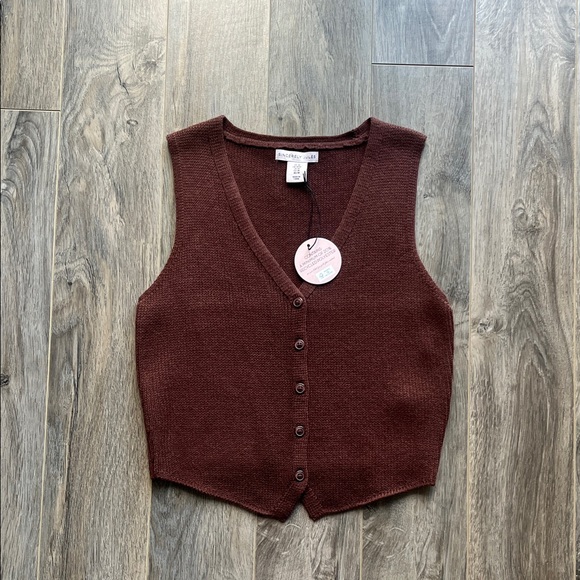 Sincerly Jules Sweaters - NWT Sincerely Jules Brown Button-Up Knit Vest